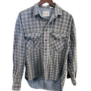 Vintage Plaid Flannel Button Up Shirt Unisex Mens Large Women’s Oversized M/L